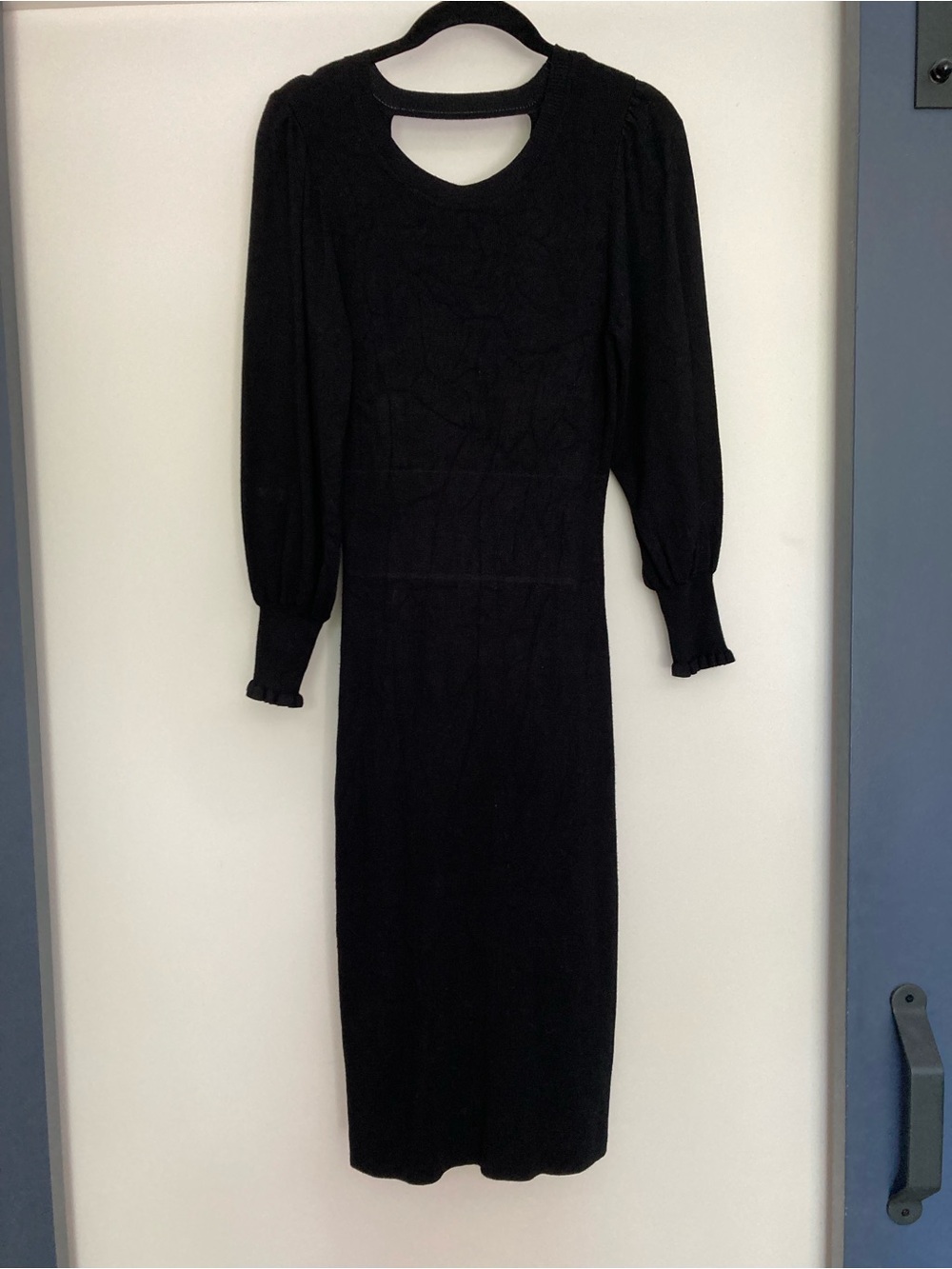 RW&CO. Black Long Sleeve Cutout Midi Dress